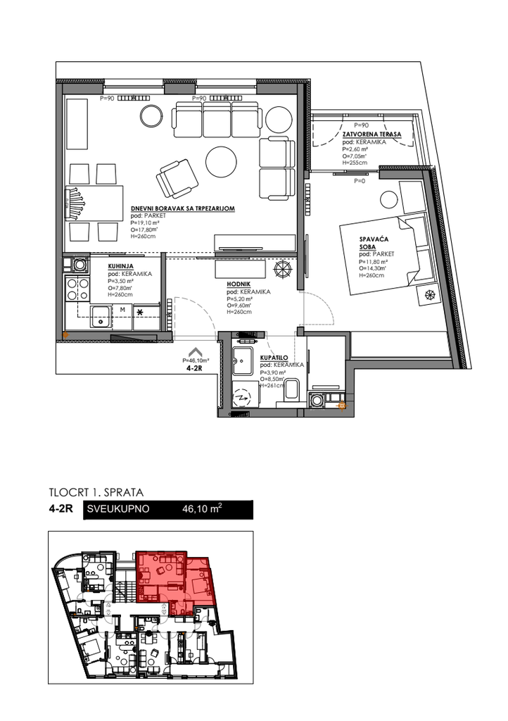 SPO Pozorišna - stan 46,10 m² | 271.990 KM