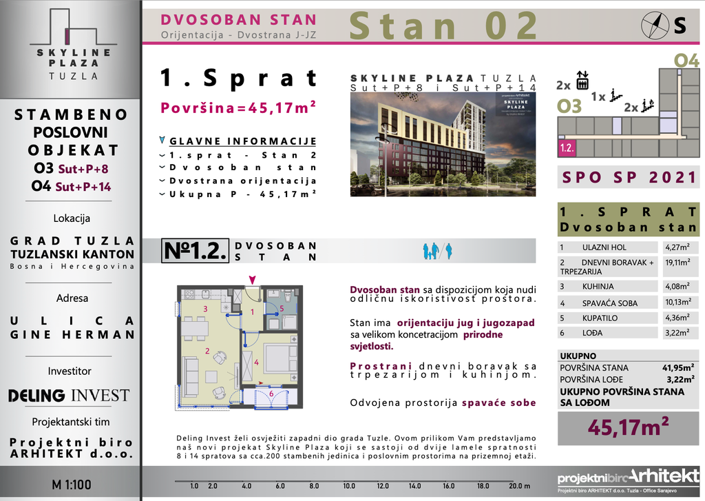 Skyline Plaza - stan 45 m² | CIJENA NA UPIT
