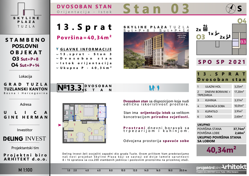 Skyline Plaza - 14.3 stan | 40 m² | CIJENA NA UPIT