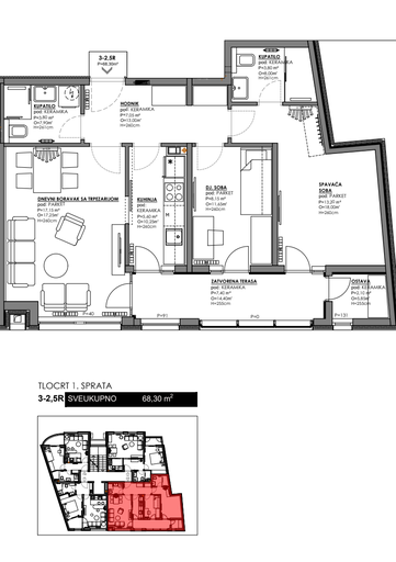 SPO Pozorišna - stan 68,30 m² | 382.480 KM