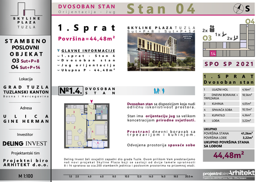 Skyline Plaza - 1.4 stan | 45 m² | CIJENA NA UPIT