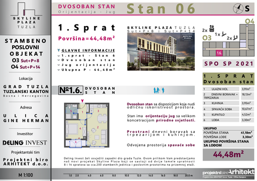 Skyline Plaza - 1.6 stan | 45 m² | CIJENA NA UPIT