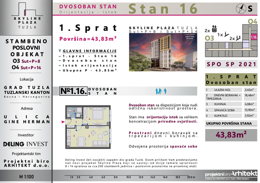Skyline Plaza - 1.16 stan | 44 m² | CIJENA NA UPIT
