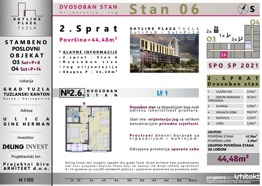 Skyline Plaza - 2.6 stan | 45 m² | CIJENA NA UPIT