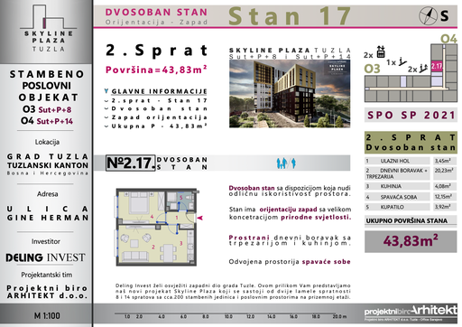 Skyline Plaza - 2.17 stan | 44 m² | CIJENA NA UPIT
