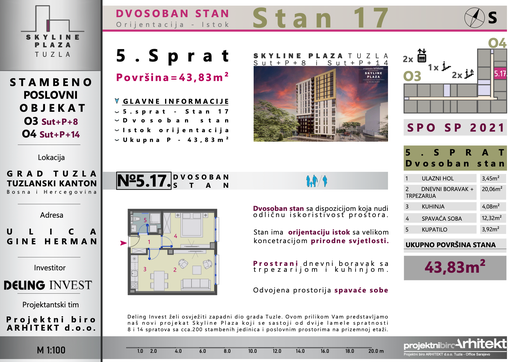 Skyline Plaza - 5.17 stan | 44 m² | CIJENA NA UPIT
