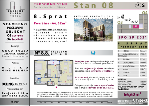 Skyline Plaza - 8.8 stan | 67 m² | CIJENA NA UPIT