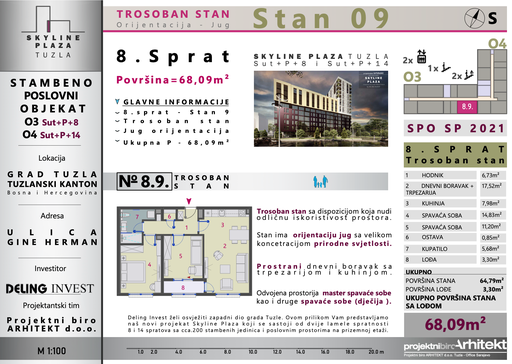 Skyline Plaza - 8.9 stan | 68 m² | CIJENA NA UPIT