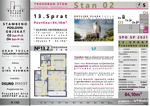 Skyline Plaza - 13.2 stan | 84 m² | CIJENA NA UPIT